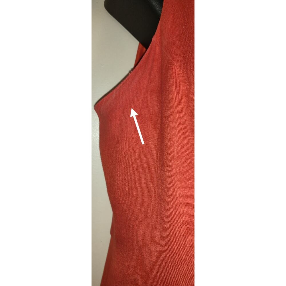 Coldwater Creek Orange Linen Blend Dress Sz 14 Mother Pearl Buttons Down FLAWS - Picture 11 of 16